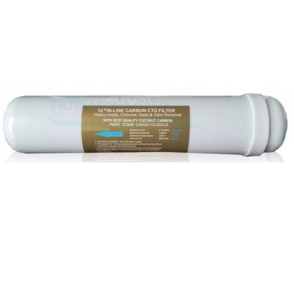 Filtro In Linea A Carbone Attivo Granulare 12” – 6 Pezzi, Attacchi 1/4” FF, Per Osmosi Inversa, Elimina Cloro E Cattivi Odori
